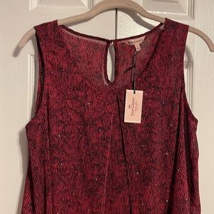 NWT Juicy Couture embellished sleeveless shirt in burgundy and black size Medium